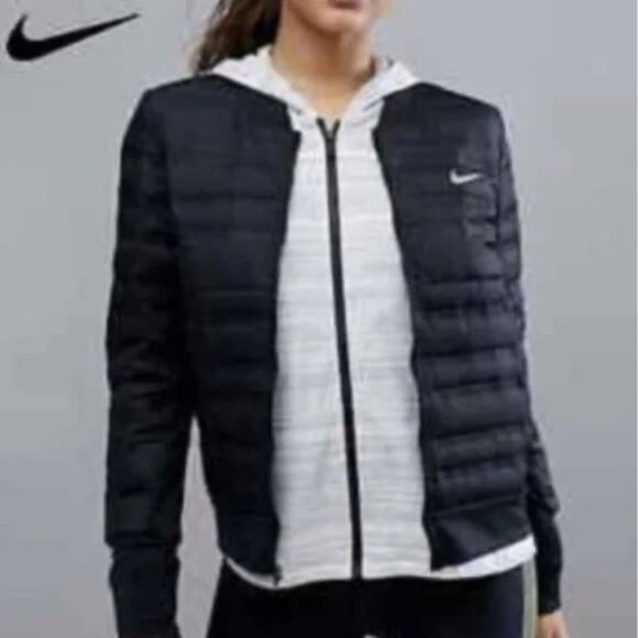 Nike Women's Aeroloft Down Fill Running Jacket, Black, Size L - Picture 1 of 8